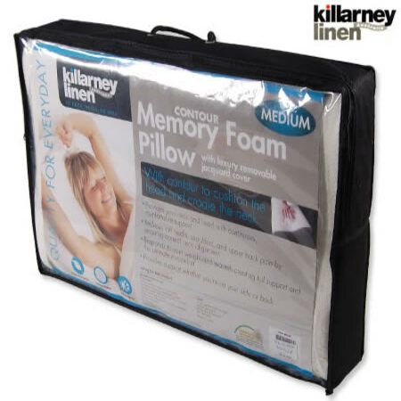 Killarney Linen Contoured Shape Memory Foam Pillow with Luxury Velour Cover