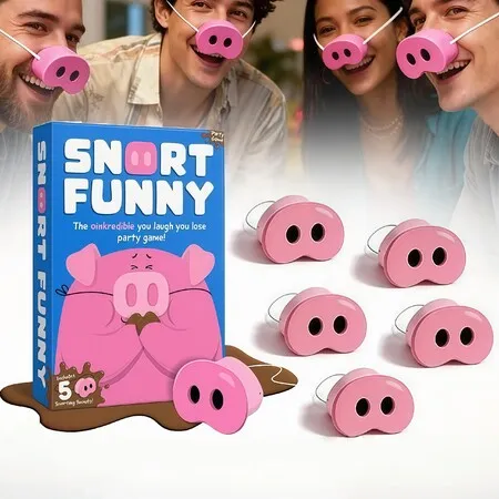 Pig Party Card Game You Laugh You Lose With 150 Challenge Cards, 5 Squeaking Snouts and 60 Mud Tokens, Ages 8 And Up, 2 Or More Players