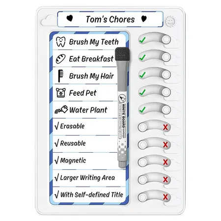 Kids Chore Board with Sliders Erasable Planning Board, Task Board Planning Board Daily Routine Schedule Board for Kids and Men Women, Blue