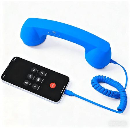 2026 New Retro Phone Handset,Vintage Retro Telephone Wired Handsets Style Landline Handle Receiver for Cell Mobile Video Conferences,Calls,Meetings (Blue)