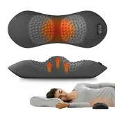 3-in-1 Electric Lumbar Support Pillow for Bed and Chair,Smooth Spine Triple Fusion Back Massager with Heated,Vibration and Traction for Lower Back
