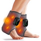 2Pcs Foot and Ankle Massager for Pressure Relief,Ankle Heating Pad Foot Massager Rechargeable Cordless Design with 6 Heating 3 Massage Modes (Grey)