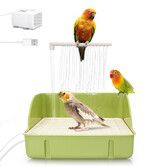Automatic Parakeet Bird Bath with Pump, Large Bird Shower Fountain Indoor Bathtub with Running Water, Parrot Bath Tub Faucet for Pet Birds, Green