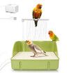 Automatic Parakeet Bird Bath with Pump, Large Bird Shower Fountain Indoor Bathtub with Running Water, Parrot Bath Tub Faucet for Pet Birds, Green