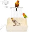 Automatic Parakeet Bird Bath with Pump, Large Bird Shower Fountain Indoor Bathtub with Running Water, Parrot Bath Tub Faucet for Pet Birds, White