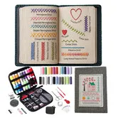 Embroidery Pattern Book and 86 Piece Needle Thread Kit Compact And Portable Design Comprehensive Embroidery Guide Perfect for Beginners Enthusiasts