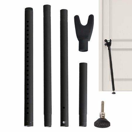 Adjustable Door Security Bar,Reinforced Door Stopper,For Home Pet Kids Women Safety Balcony Sliding Door Patio Door Security Home Color Black