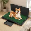Pet Dog Toilet Training Potty Puppy Doggy Indoor Bathroom House Fake Artificial Grass Mat Pee Pad Tray Holder Urine Wall Splash Guard Portable 75x50cm