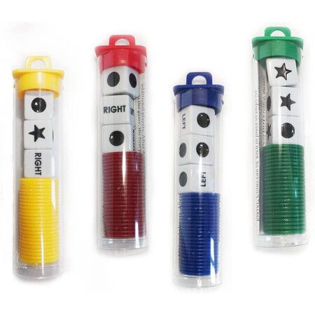 Left Right Center Dice Game Prime Set Bundle- 4Pack Assorted Colors
