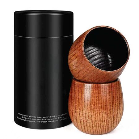 Charred Wooden Bourbon Drinking Glass,Whiskey Tumbler,Bourbon Gifts for Men Wooden Old Fashioned Glass Great Whiskey Gifts for Men