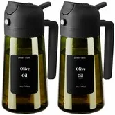 2PCS Olive Oil Dispenser and Oil Sprayer 16oz/470ml Glass Light-Proof Oil Pourer for Kitchen,Air Fryer,Cooking,Salad,and BBQ