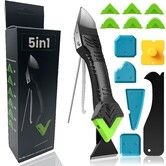 5-In-1 Silicone Caulking Tool Sealant Finishing Tool For Grout With Scraper,6 Interchangeable Silicone Pads,Joint Repair Kit For Residue Removal