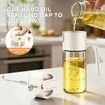 2 in 1 500ml/17oz Oil Sprayer for Cooking,Large Advanced Glass Olive Oil Dispenser Bottle w/stickers,Even Spray with Portion Control - White