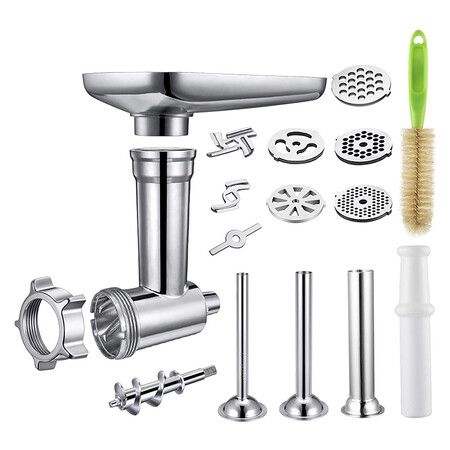 Food Grinder Attachment Compatible with All KitchenAid Stand Mixers, Includes 3 Sausage Stuffer Tubes