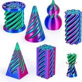 6 Pack Impossible Cone, Spiral Cone Fidget Toy 3D Printed Spiral Cone Toy, Mini Cones Pass Through Pyramid Fidget Toy for Stress and Anxiety Relaxing