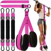 Pull Up Assistance Bands Heavy Duty Resistance Band for Pull Up Bar,Adjustable Weight Size with Fabric Feet Knee Rest for Strength Training,Pink