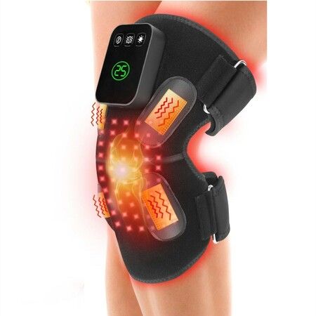 Upgraded Red Light Knee Massage Brace with 360 Degree Vibration Cordless 850nm Infrared Knee Devices Wrap with Timer for Body Relaxation,Xmas Gifts