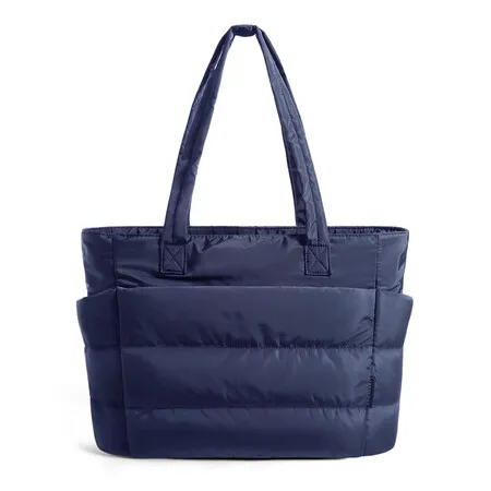 Tote Bag for Women,Lightweight Puffy Tote Bag with Compartments Shoulder Bag Handbag for Travel,Work,Gym Navy Blue