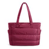 Tote Bag for Women,Lightweight Puffy Tote Bag with Compartments Shoulder Bag Handbag for Travel,Work,Gym Red