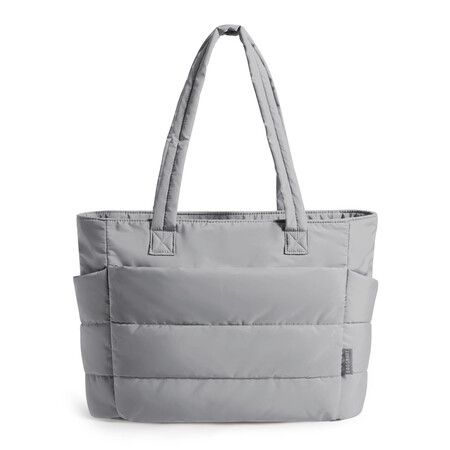 Tote Bag for Women,Lightweight Puffy Tote Bag with Compartments Shoulder Bag Handbag for Travel,Work,Gym Light Grey