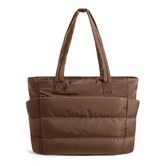 Tote Bag for Women,Lightweight Puffy Tote Bag with Compartments Shoulder Bag Handbag for Travel,Work,Gym Brown