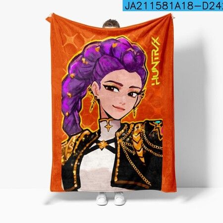 Flannel Blanket 180x220cm K-POP Demon Hunter Girls Print Warm Modern Nap Blanket Christmas Birthday Gift