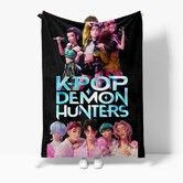 Flannel Blanket 100x130cm K-POP Demon Hunter Girls Print Warm Modern Nap Blanket Christmas Birthday Gift