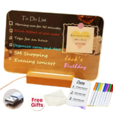 LED Acrylic Note Board 20x20cm Handwritten Light Message Board with Wooden Base Holiday Gift
