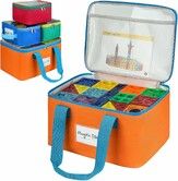 4 Packs Magnetic Tiles Storage Bags,Magnetic Tiles Storage Bin,Toy Organizer Case with Mesh Pocket and Tag Pocket for Building Tiles,Board Game,Puzzle