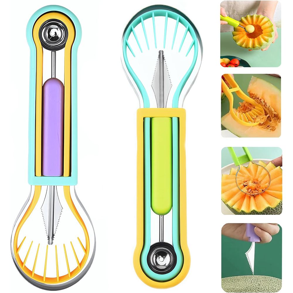 2Pcs Melon Baller Scoop Set, 4 in 1 Stainless Steel Stainless Steel ...