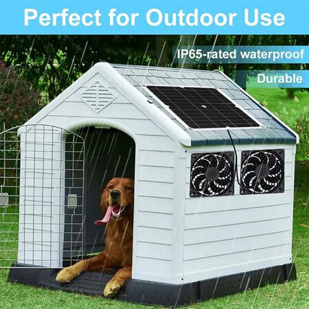 Solar Vent Fan for Pet Coop Chicken Cage Cat Dog House 20w 3200RPM Monocrystalline  Cooling Protection Easy Install Eco-Friendly  Eco Saving