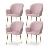 Artiss Dining Chairs Set of 4 Velvet Armchair Pink
