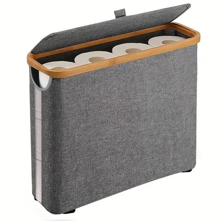 Large Capacity Toilet Paper Storage Basket With Lid,Holds Up To 12 Rolls Of Toilet Paper,Lightweight Toilet Paper Holder With Side Storage Window.