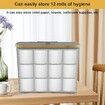 Large Capacity Toilet Paper Storage Basket With Lid,Holds Up To 12 Rolls Of Toilet Paper,Lightweight Toilet Paper Holder With Side Storage Window.