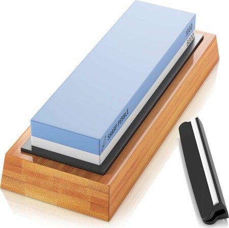Premium Whetstone Knife Sharpening Stone 2 Side Grit 1000/6000 Waterstone- Whetstone Knife Sharpener- NonSlip Bamboo Base & Angle Guide