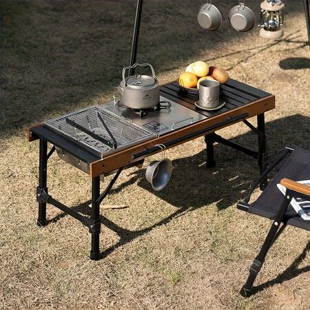 Adjustable Height Portable Folding Camping Table | Made of Lightweight Aluminum Alloy, Suitable for Barbecuing and Picnicking, Easy to Store