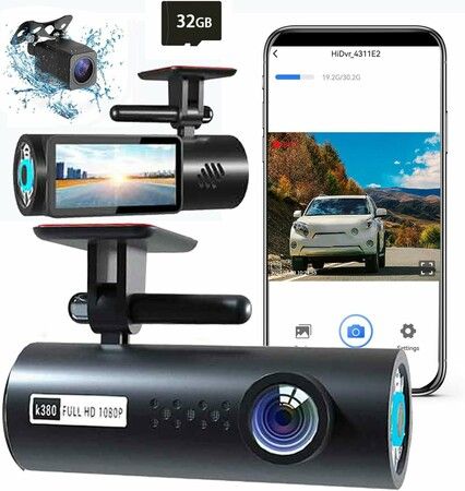 Dual Dash Cam Front And Rear With 32G Memory Card WiFi For Cars Screen 1080P FHD Car Driving Recorder Front And Rear Car Cameras Infrared Night Vision