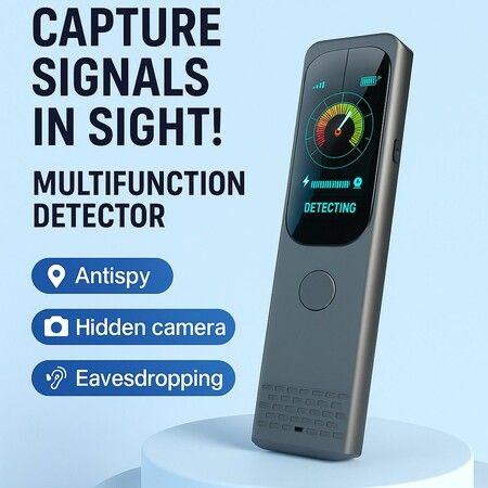 AI Signal Detector Anti Spy GPS Tracker Finder Hidden Camera Detector Bug Sweeper Touchscreen,Red Light Probe Magnetic Field Sensor