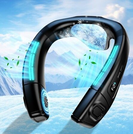 Neck Fan Air Conditioner with Large Cooling Plate, Portable Neck Fans that Blow Cold Air 360 Degree Airflow, Wearable Personal AC Travel Office