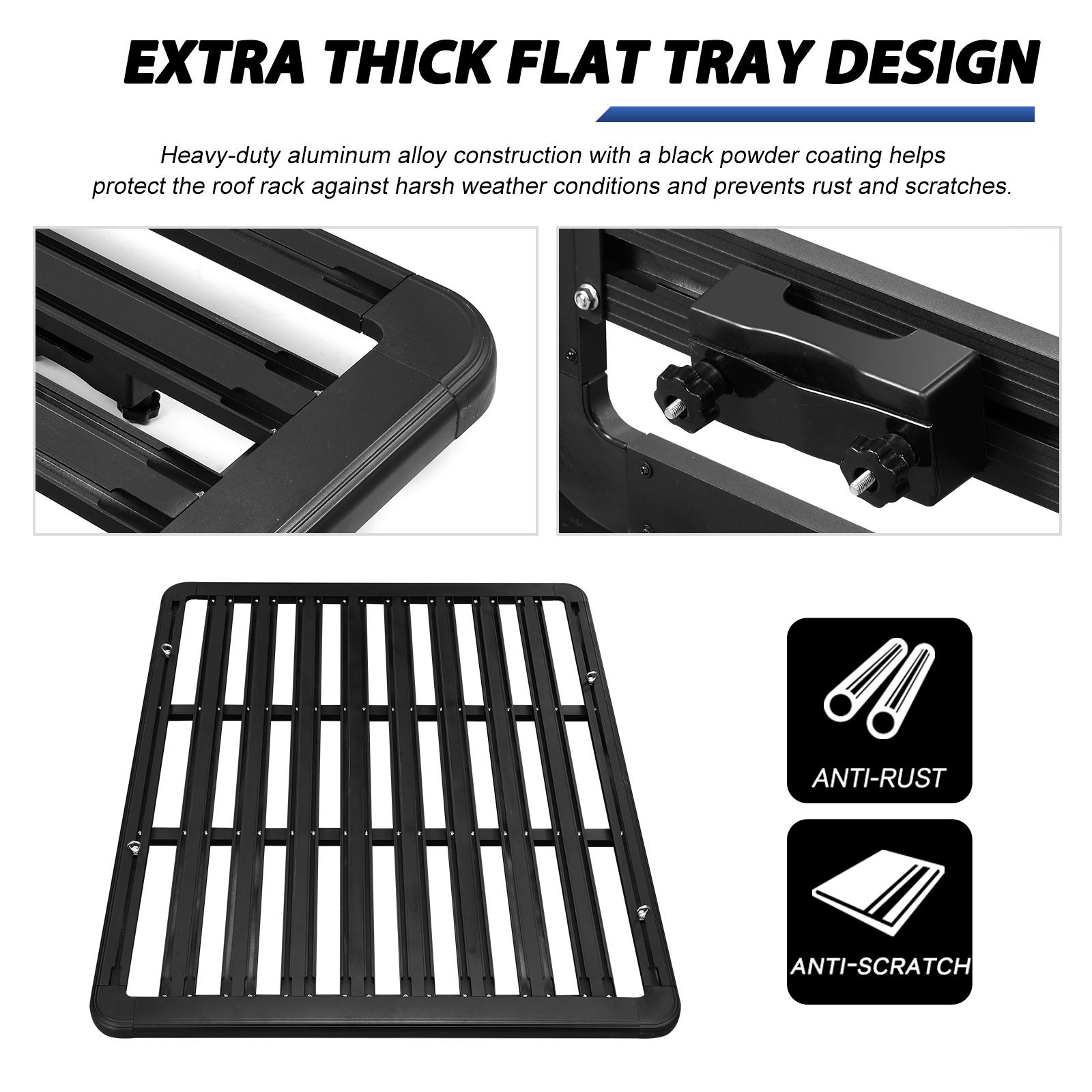 Car Roof Rack Platform Vehicle Storage Tray Flat Basket Cargo Luggage Carrier Thick Aluminium Alloy 300kg Universal Rooftop Holder SUV Pickup Trucks