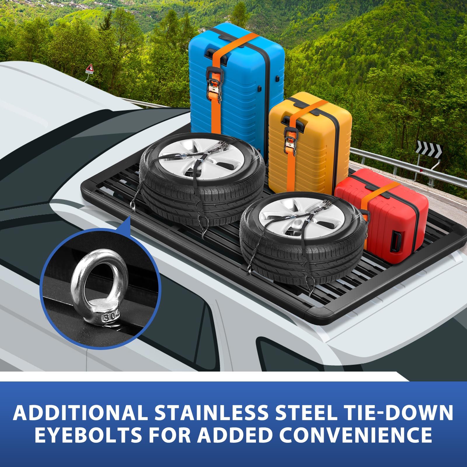 Car Roof Rack Platform Vehicle Storage Tray Flat Basket Cargo Luggage Carrier Thick Aluminium Alloy 300kg Universal Rooftop Holder SUV Pickup Trucks