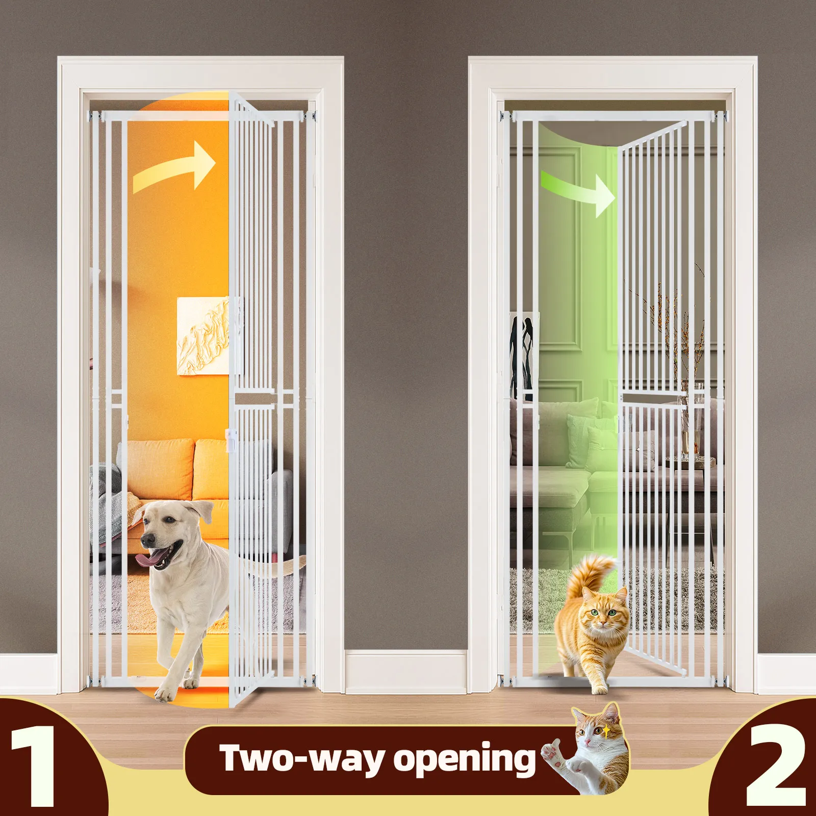 200cm Tall Safety Gate Pet Dog Cat Fence Enclosure Barrier Safe Guard Indoor Security Fencing for Doorway Stairs Kitchen 70-85cm Extension Adjustable
