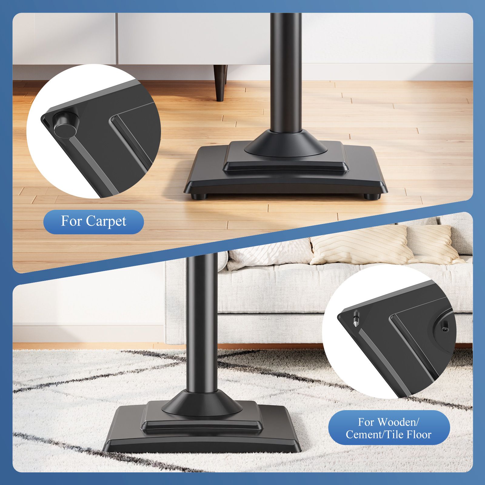 Floor Rear Speaker Stands Surround Sound Bookshelf Satellite 82.6-106cm Height Adjustable 2Pcs 5kg Loudspeaker Studio Home Theatre Universal Holder