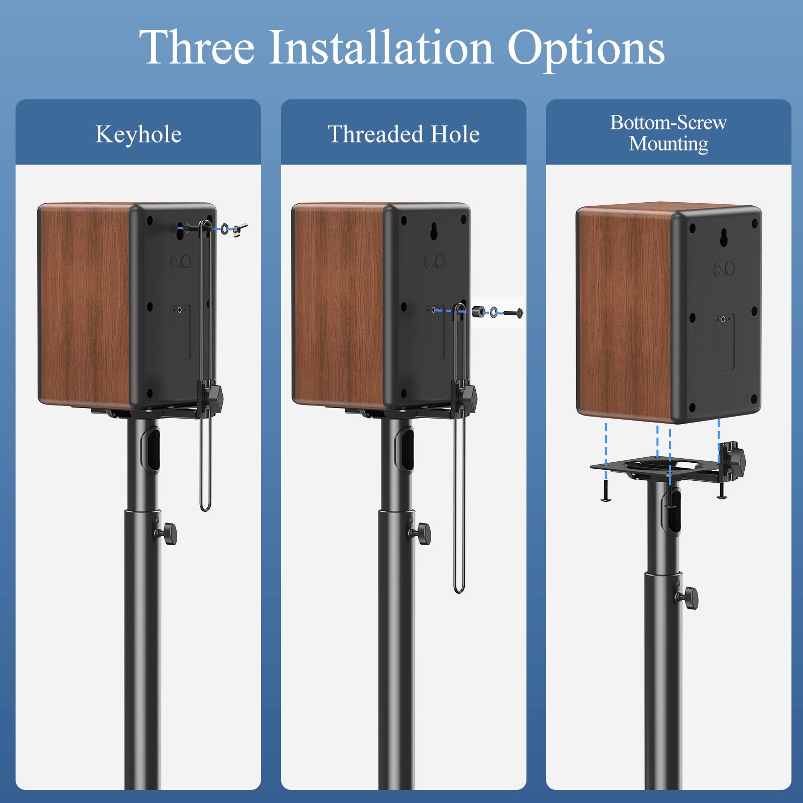 Floor Rear Speaker Stands Surround Sound Bookshelf Satellite 82.6-106cm Height Adjustable 2Pcs 5kg Loudspeaker Studio Home Theatre Universal Holder