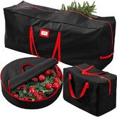 3 Pack Christmas Tree Storage Bag for 7.5 Ft Artificial Trees up,Durable Waterproof with Reinforced Carrying Handle,Xmas Holiday Garland Bag Storage(Black)