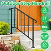 Stair Handrail Railings 3-4 Steps Black Metal Adjustable Safety Guard Hand Rails Balusters Kit for Indoor Outdoor Concrete Wooden Staircases Porches