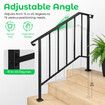 Stair Handrail Railings 3-4 Steps Black Metal Adjustable Safety Guard Hand Rails Balusters Kit for Indoor Outdoor Concrete Wooden Staircases Porches