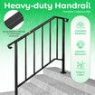 Stair Handrail Railings 3-4 Steps Black Metal Adjustable Safety Guard Hand Rails Balusters Kit for Indoor Outdoor Concrete Wooden Staircases Porches
