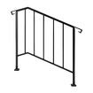 Stair Handrail Railings 3-4 Steps Black Metal Adjustable Safety Guard Hand Rails Balusters Kit for Indoor Outdoor Concrete Wooden Staircases Porches