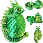 3D Printed Dragon Eggs with Dragon Large Articulated Dragons Toys with Eyes, Animal Fidget Toy Surprise Eggs Home Decor Executive Desk Toy (Green+Yellow)